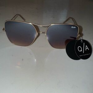 Quay Australia Stop and Stare Oversized Gold Sunglasses
